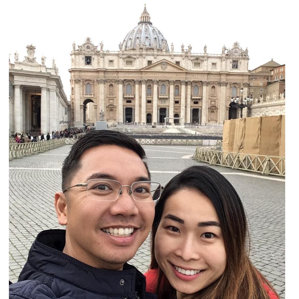 Picture in front of St Peter's Basilica at the Vatican