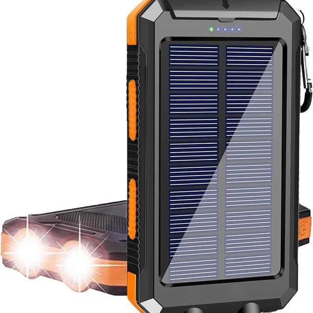 Solar Charger, 38800mAh Portable Type-C Solar Power Bank for All Cellphones, Waterproof Battery Pack, Outdoor External Backup Power Charger Three Outputs/LED Flashlights, Perfect for Camping Travel