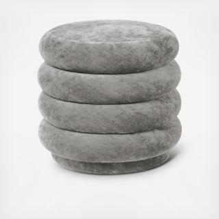 Faded Velvet Round Pouf