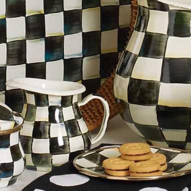 Courtly Check Enamel Canister - Small
