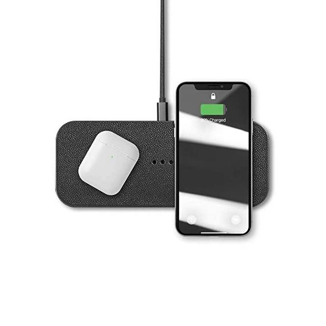Courant Catch:2 QI Certified Wireless Charger Station for Multiple Devices, Compatible to Dock with Apple iPhone 12/11 Pro/11 Pro Max/11/Xs/XS Max/XR/X/Apple AirPods/Android (Ash)