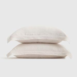 Linen Double Flange Sham Set - Color Sand - King Size