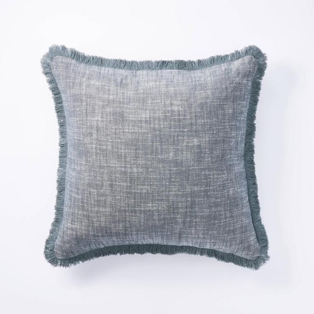 Square Woven Textured Pillow Blue - Threshold™ designed with Studio McGee