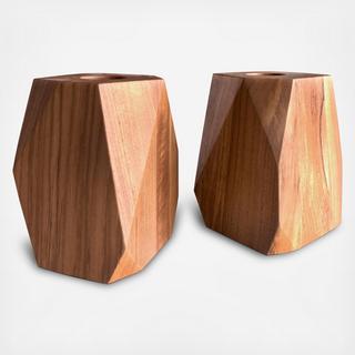Master's Collection Prism Teak Tea Light, Set of 2