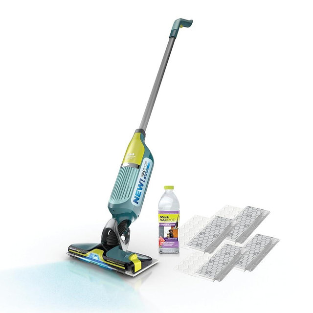 Shark VACMOP Reveal New Cordless Hard Floor Cleaner, Vacuum & Spray Mop, Powerful Suction, Lightweight, Illumination Light, Includes 4 Disposable Pads, 12oz Pet Multi-Surface Cleaning Solution, VM401