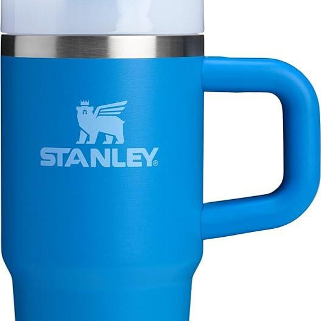 Stanley Quencher H2.0 Tumbler with Handle and Straw 14 oz | Flowstate 3-Position Lid | Cup Holder Compatible for Travel | Insulated Stainless Steel Cup | BPA-Free | Azure