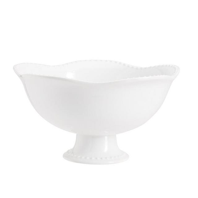 Emma Beaded Footed Serving Bowl - True White