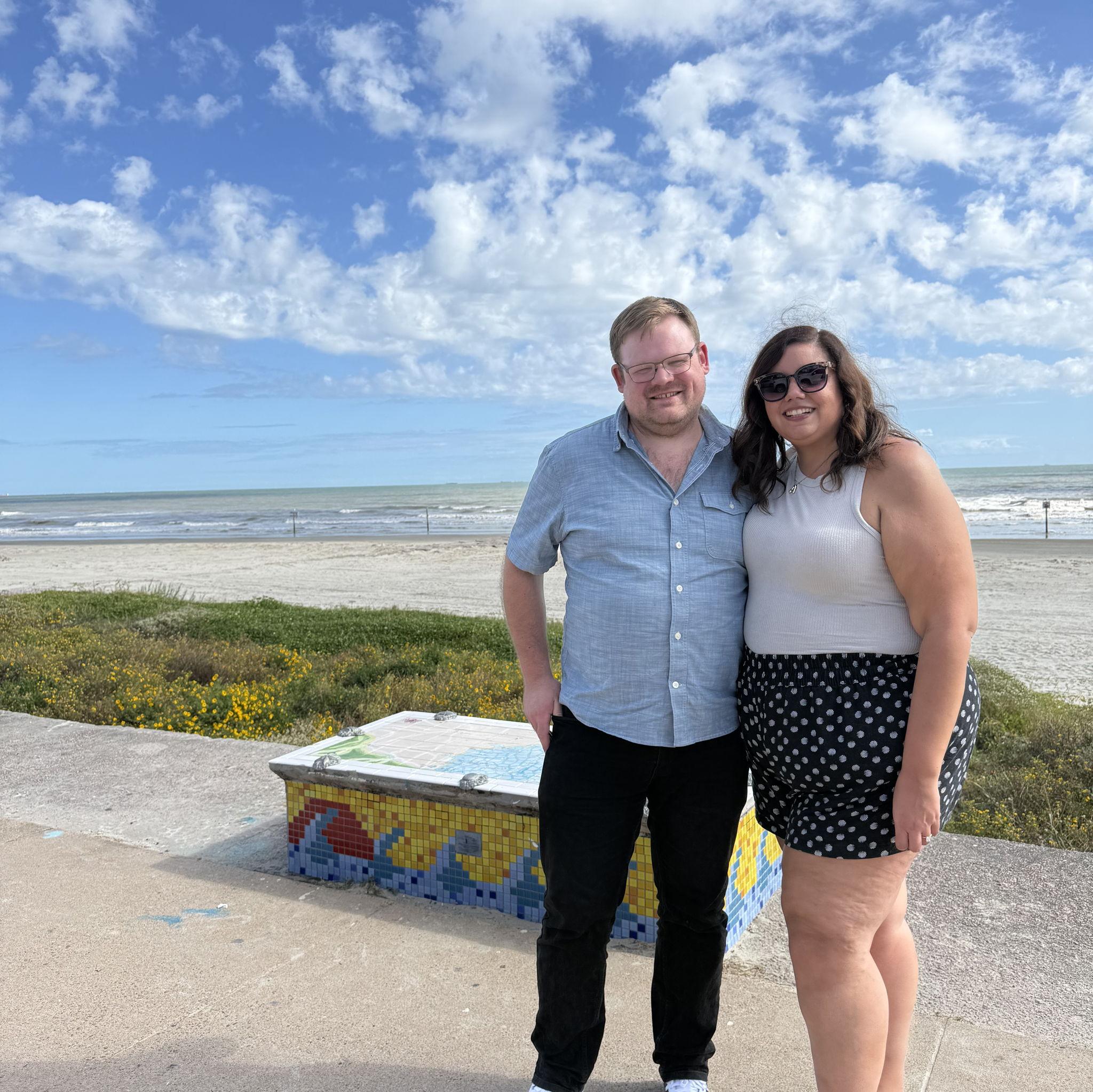 Our first trip together - visiting Texas to see Ashley's best friend and family. Here we are checking out the boardwalk in Galveston