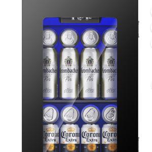 Simzlife 24 Cans Mini Beverage Refrigerator & Portable Wine Cooler Refrigerator with Glass Door, Mini Countertop Wine Fridge for Home/Office/Bar,Black