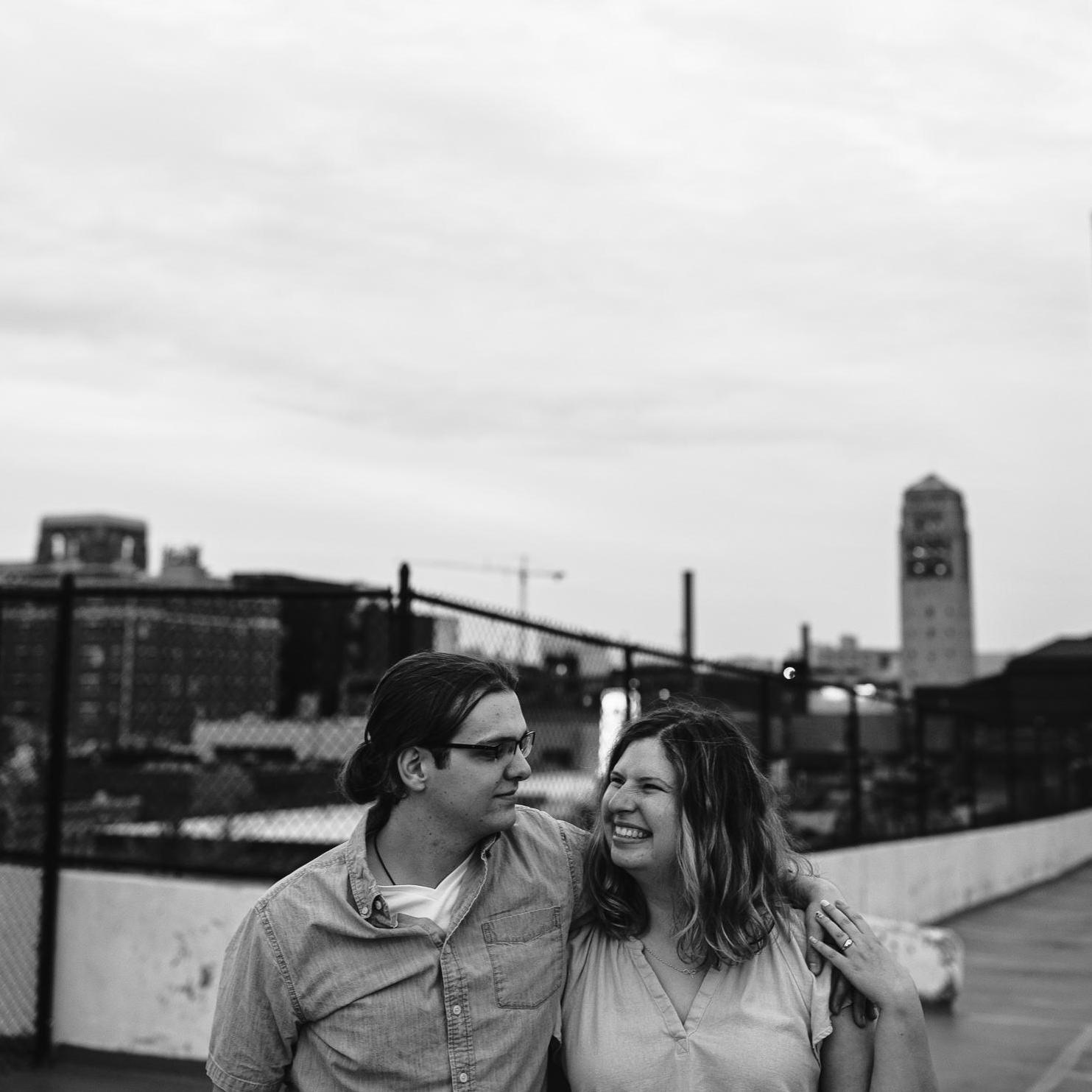 From our engagement photos in Ann Arbor. The building where Laura takes many of her library and archival studies Master's classes is in the background!