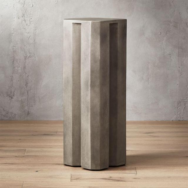 Hex Tall Grey Cement Pedestal Table