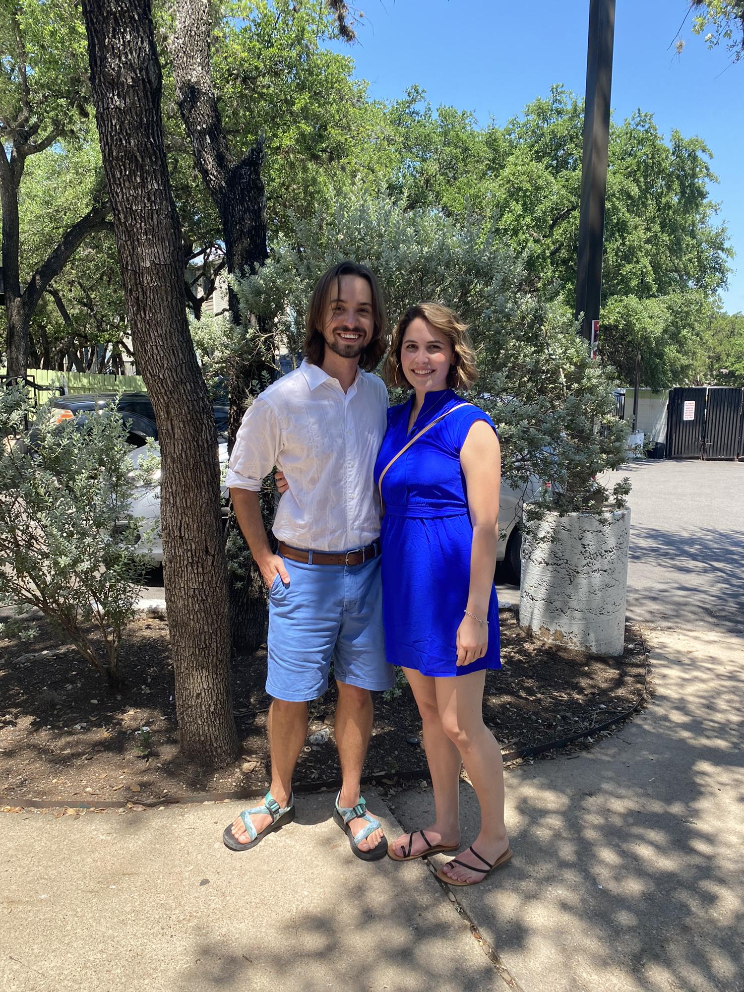 Our first photo taken together! This was after attending church together for the first time, pigging out at Tacodeli together for the first time, and later we went on our first Austin hike together!