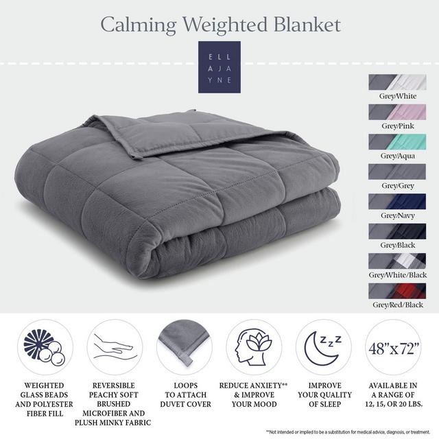 Ella Jayne Weighted Blanket, 15lb - Grey/Grey - 15 lb