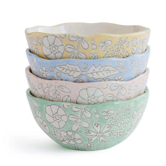Dorotea Hand Painted Small Fruit Bowl, 5.25-Inch, Set of 4, Assorted