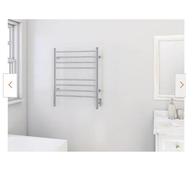 Prestige OBT 8-Bar Electric Wall Mount Plug-In and Hardwire Towel Warmer with On-Board Timer in Polished Stainless Steel
