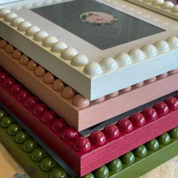 Wooden Bobbin Bobble Photo Frame 5x7 Vanilla