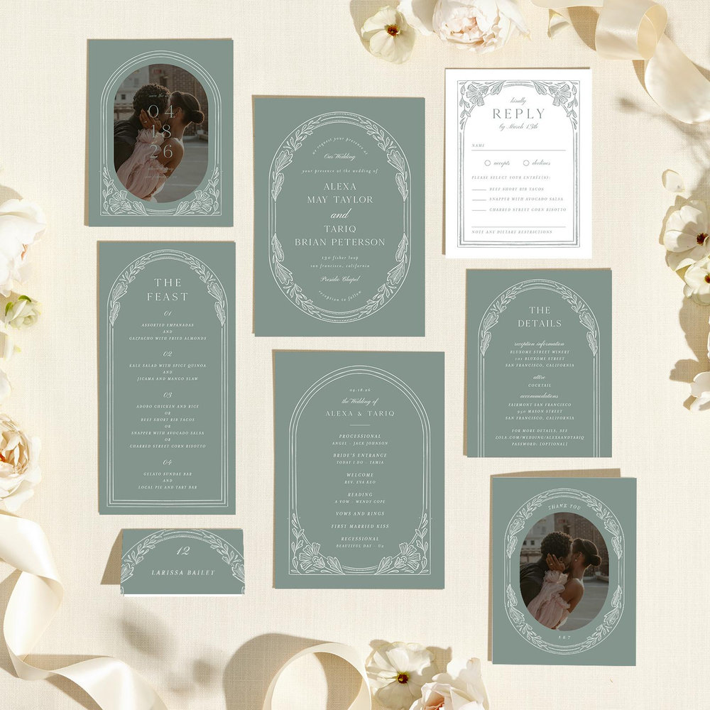 Duluth Classic | Deep Sage | Zola Wedding Invitations