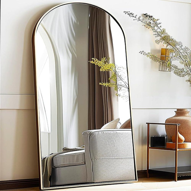 Anpark Gold Arched Huge Oversized Mirror Full Length with Stand 41" x 81" Large Full Body Standing Floor Mirror for Bedroom Wall Mounted Mirror for Living Room Home Decor