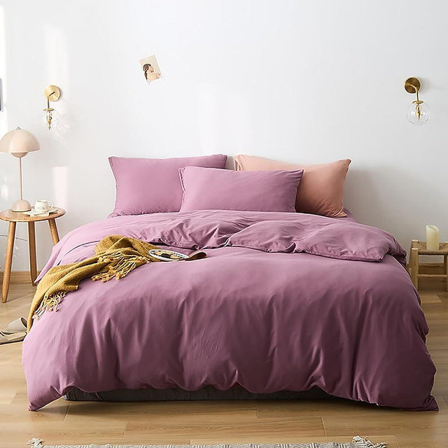 Cottonight Purple Comforter Set King Dusty Purple Bedding Comforter Set Pale Mauve Cotton Blanket Quilts Dark Lilac Purple Soft Breathable 3 Piece Comforter Set for King Bed