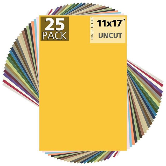 Mat Board Center, Pack of 25 11x17 Uncut Mat Boards - Assorted Colors - White Core - for Frames, Pictures, Photos, Crafts
