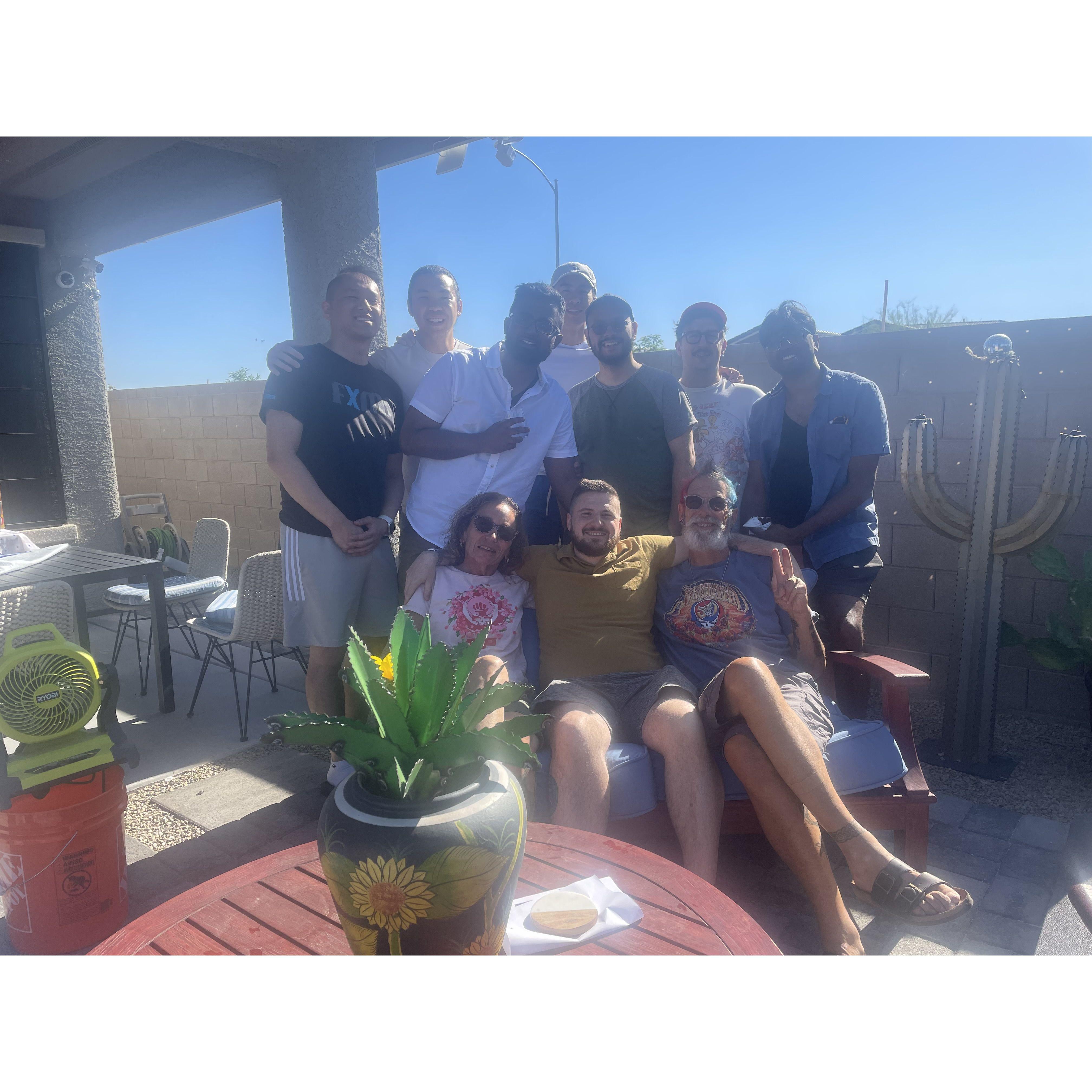 Dylan's parents, Melissa and Larry, hosted the bachelor party at their Las Vegas home