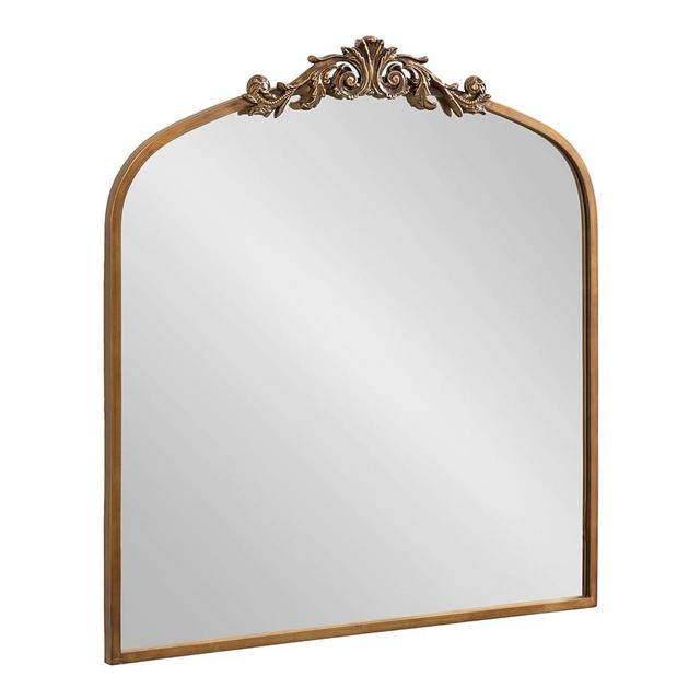 Kate and Laurel Arendahl Ornate Traditional Square Arched Mirror, 28 x 30, Antique Gold, Decorative Baroque Style Arch Vintage Mirror with Wide Frame and Ornamental Crown