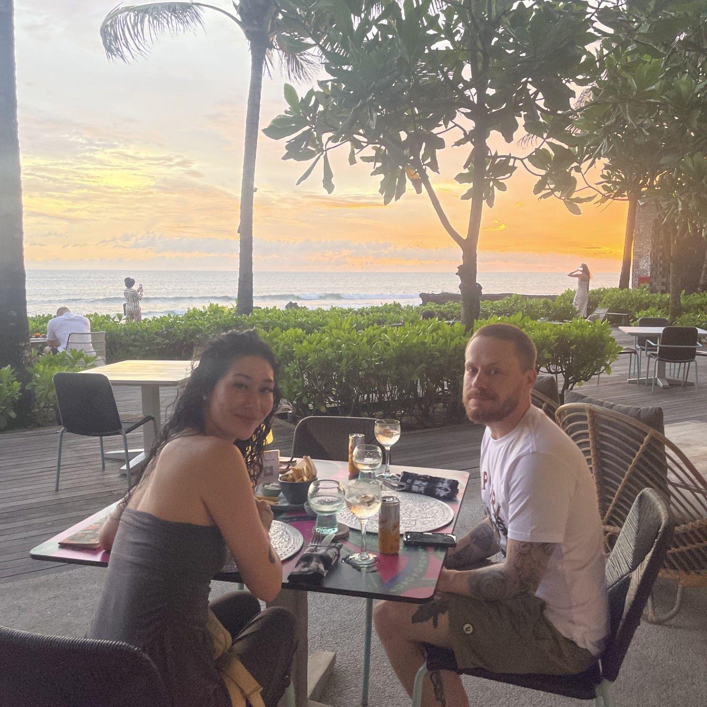 Sunset dinner with a view in Bali, Indonesia!