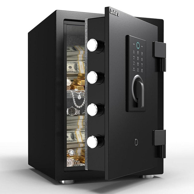 DAYI Fireproof Safe, 2.0 Cubic Feet Biometric Fingerprint Fire Proof Safes Box for Home Documents Money, Digital Touchpad Security Safe Dual Alarm System - DY-45FP