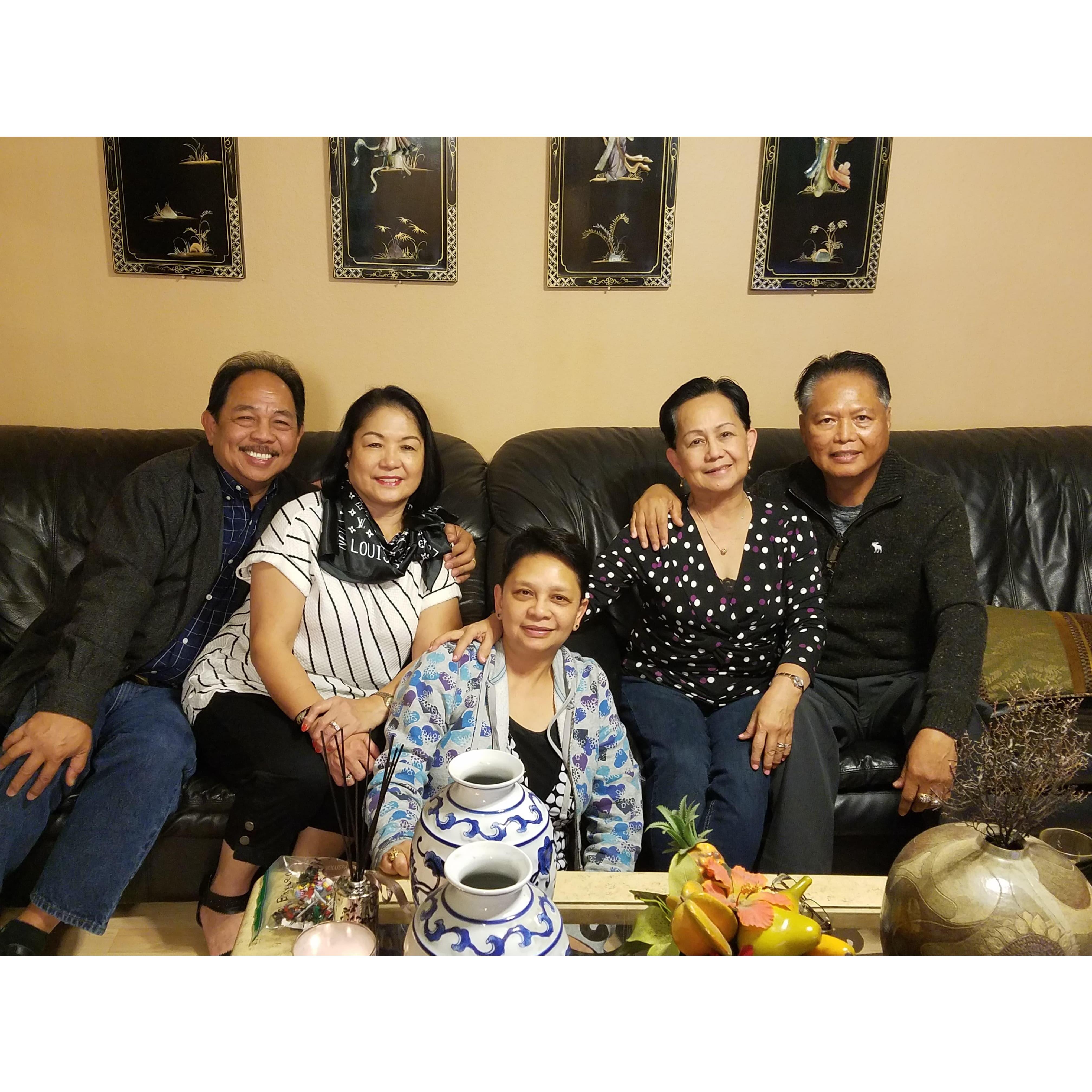 Ramon, Amy, Criselda, Carmelita, and Cesar at a family gathering