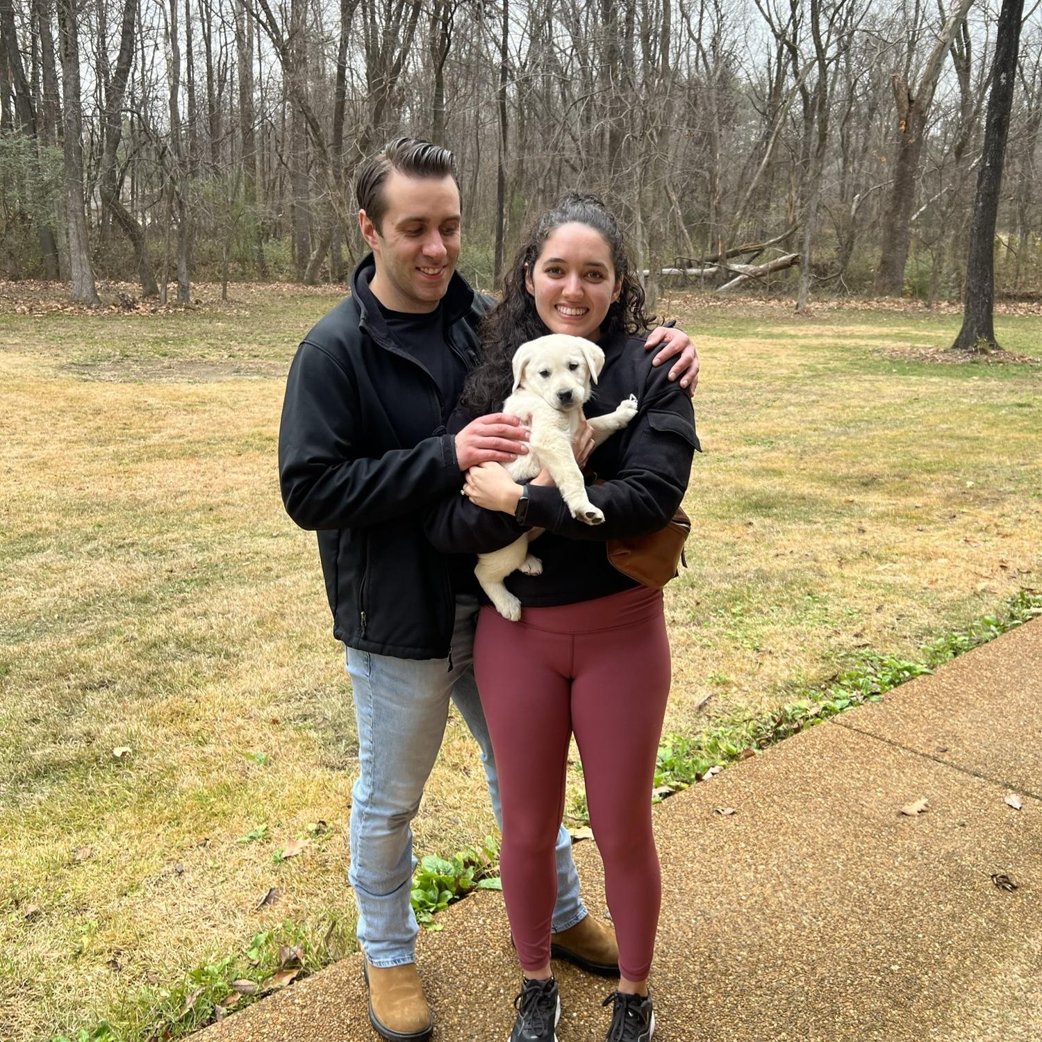 The day Matt surprised me with our pup, Sugar, and proposed!! A “pup-posal” 😉