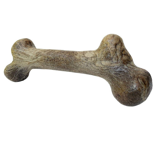 Pet Qwerks Dinosaur BarkBone - Nylon Dog Bone for Aggressive Chewers - Bacon Flavor - 9.75"