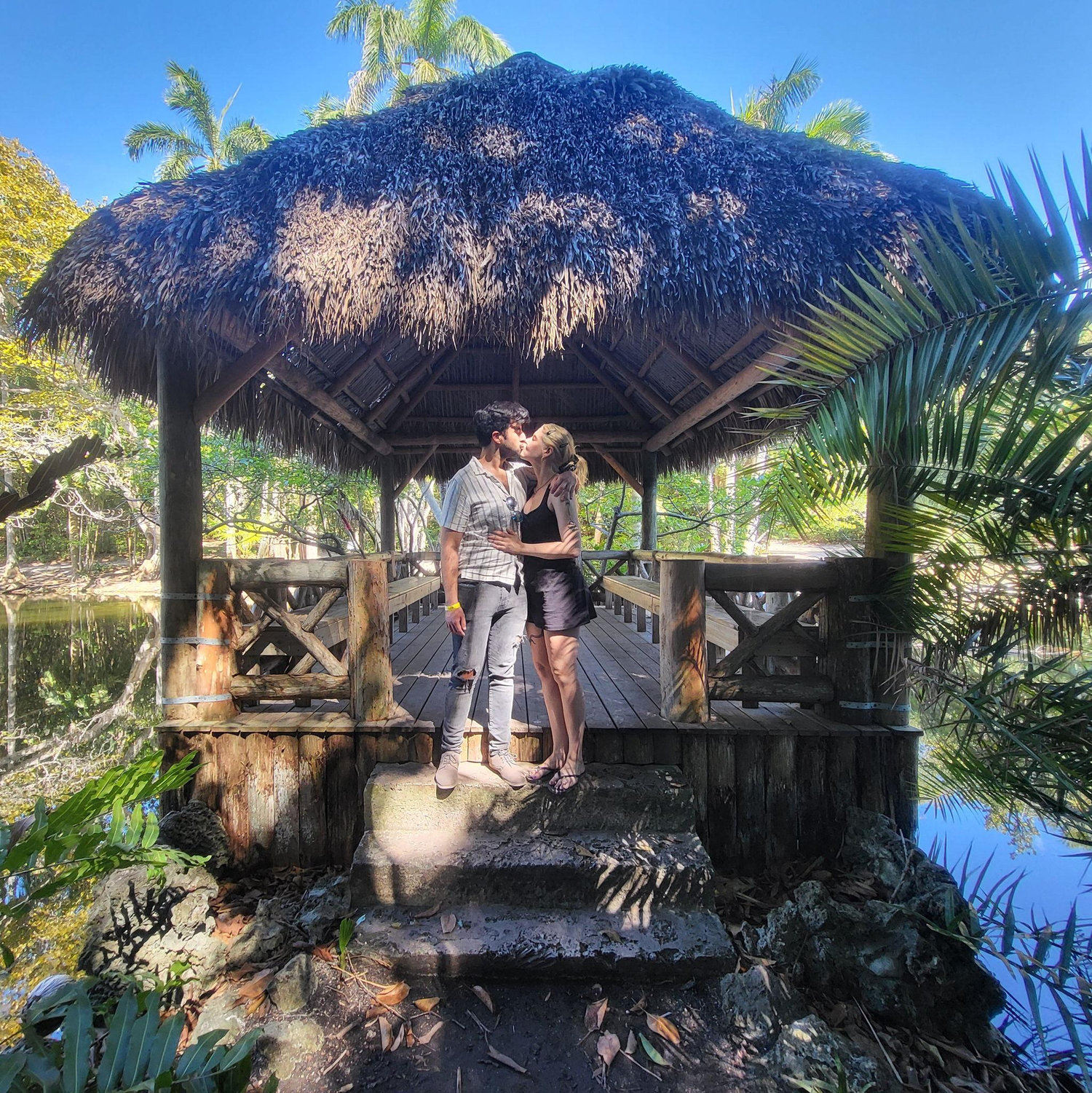 Photo taken after Josh proposed to Lia at Bonnet House in Ft. Lauderdale, FL.