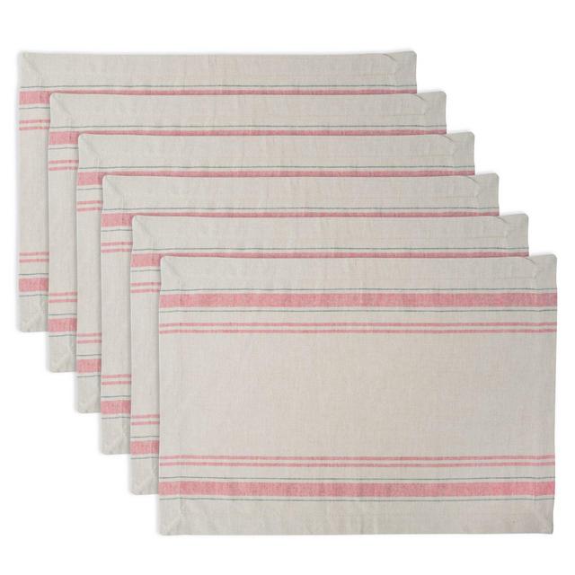 Design Imports French Stripe Placemats in Tango Red (Set of 6)