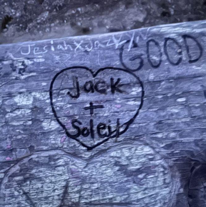 Our names carved into wood