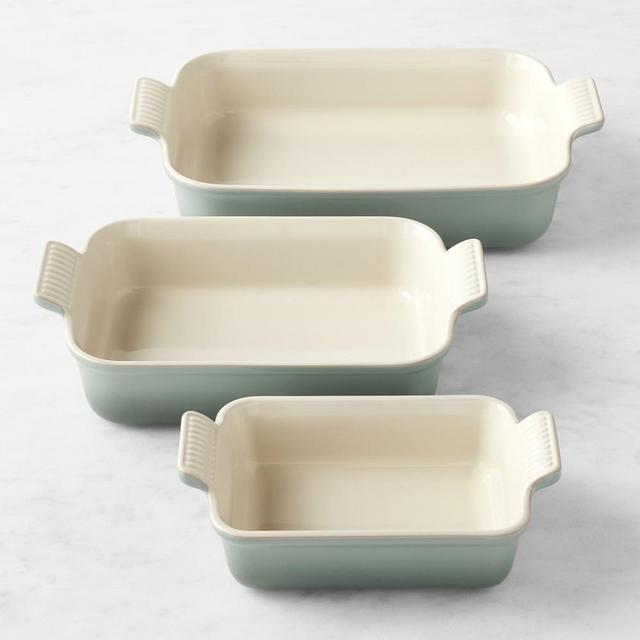 Le Creuset Heritage Open Rectangular Dishes, Set of 3, Sea Salt