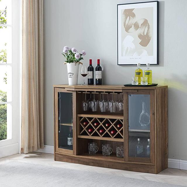Home Source Jill Zarin Reclaimed Barnwood Bar Cabinet with Curved Glass Doors