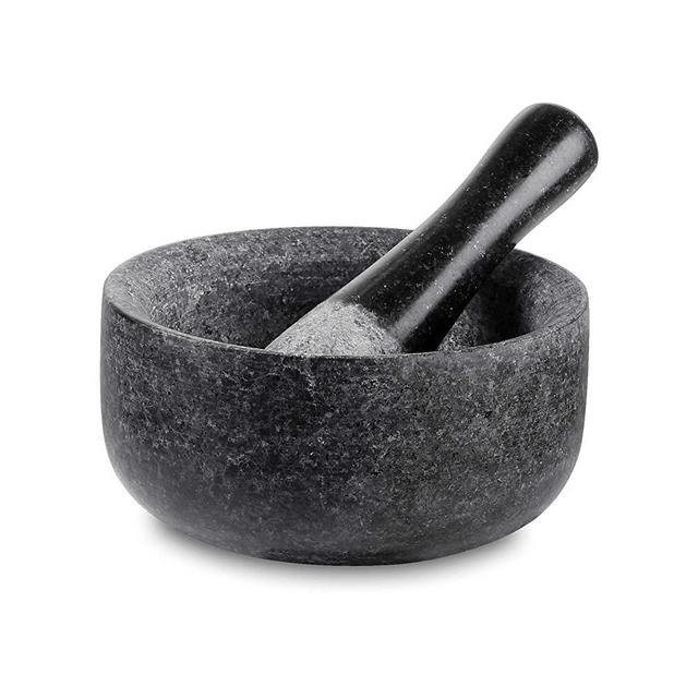 Velaze Granite Mortar and Pestle Set, 6.5 inch Pestle and 19.5 oz Mortar,Natural Unpolished, Non Porous Spice Grinder, Small Bowl for Kitchen Spices and Pesto