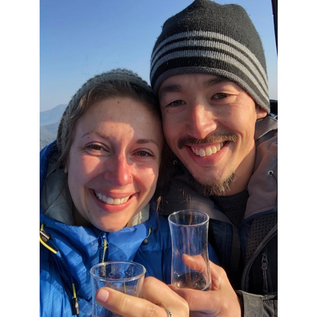 Taken during the proposal in a hot air balloon!