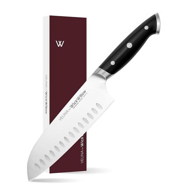 WICKWILLOW 7 inch Santoku Knife – Japanese Chef Knife with Forged German Steel, Ultra Sharp Full Tang Blade, Ergonomic Handle – Vegetable & Meat Cutting Knife, Gift for Home Cooks