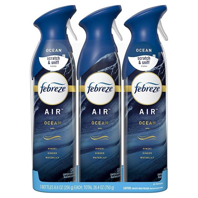 Febreze Air Freshener Spray, Ocean, Odor Eliminator, 3 Count