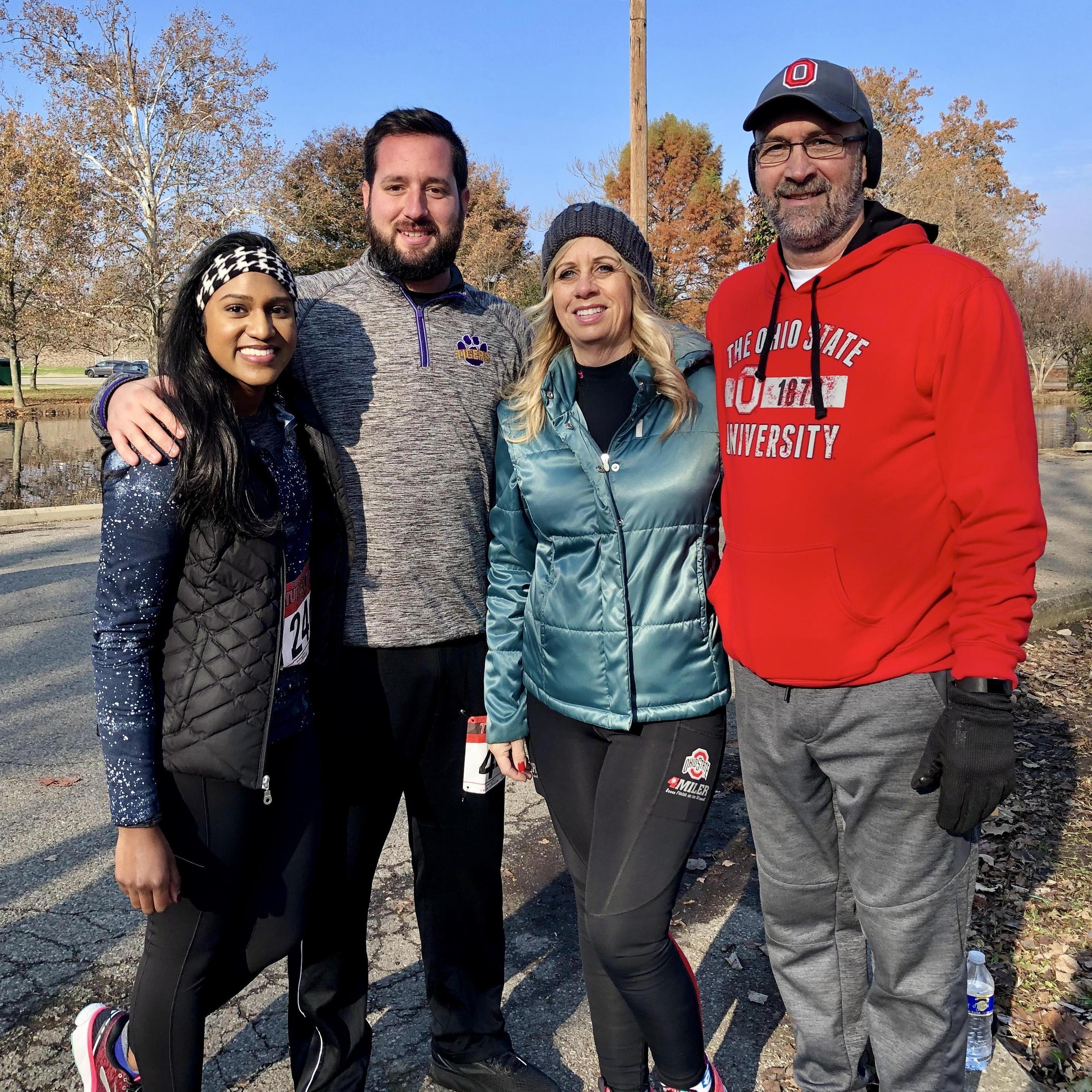 The Turkey Trot on Thanksgiving with Matthew's parents, Faitha and Danny.