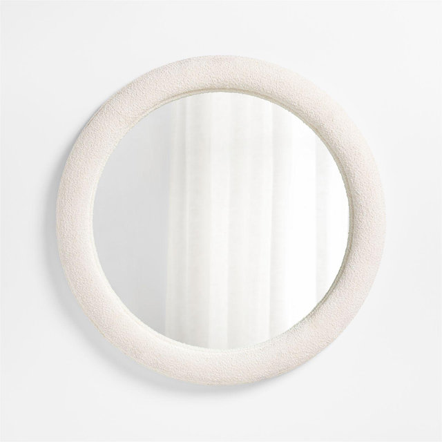 Harris White Boucle Round Wall Mirror 45"