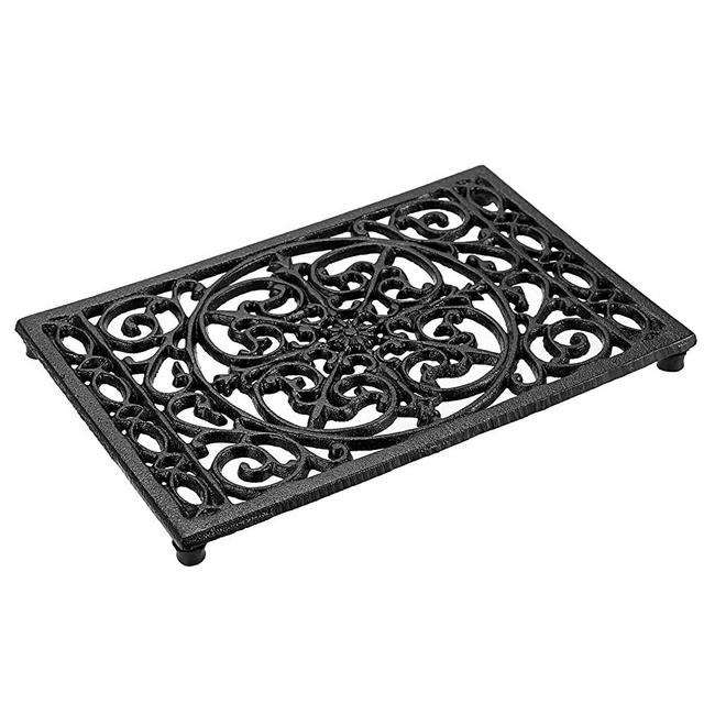 Sumnacon 1Pcs Rectangle Cast Iron Trivet - Heat Resistant Iron Trivet for Hot Dish Pot Pan Plate Teapot, Rustic Cast Iron Hot Dish Plate Holder for Kitchen Dining Table Countertop Cooktop