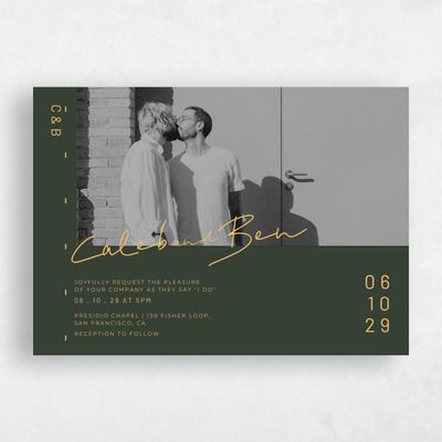 Deep Forest, Green Wedding Invitation - Garret Landscape