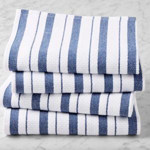 Williams Sonoma Classic Stripe Towels - Set of 4, Bright Blue