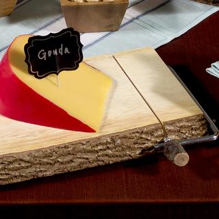 Acacia Bark Cheese Board with Slicer