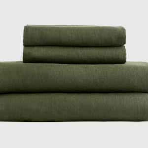 QUEEN Linen Sheet Set (Color: Pine)