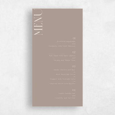 Rich Taupe, Brown Wedding Menu - Falcon