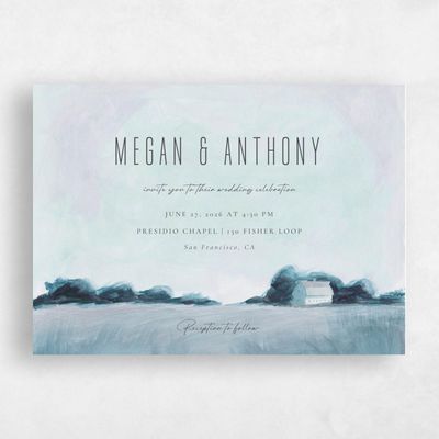 Dusty Blue Wedding Invitation - Whitaker Landscape