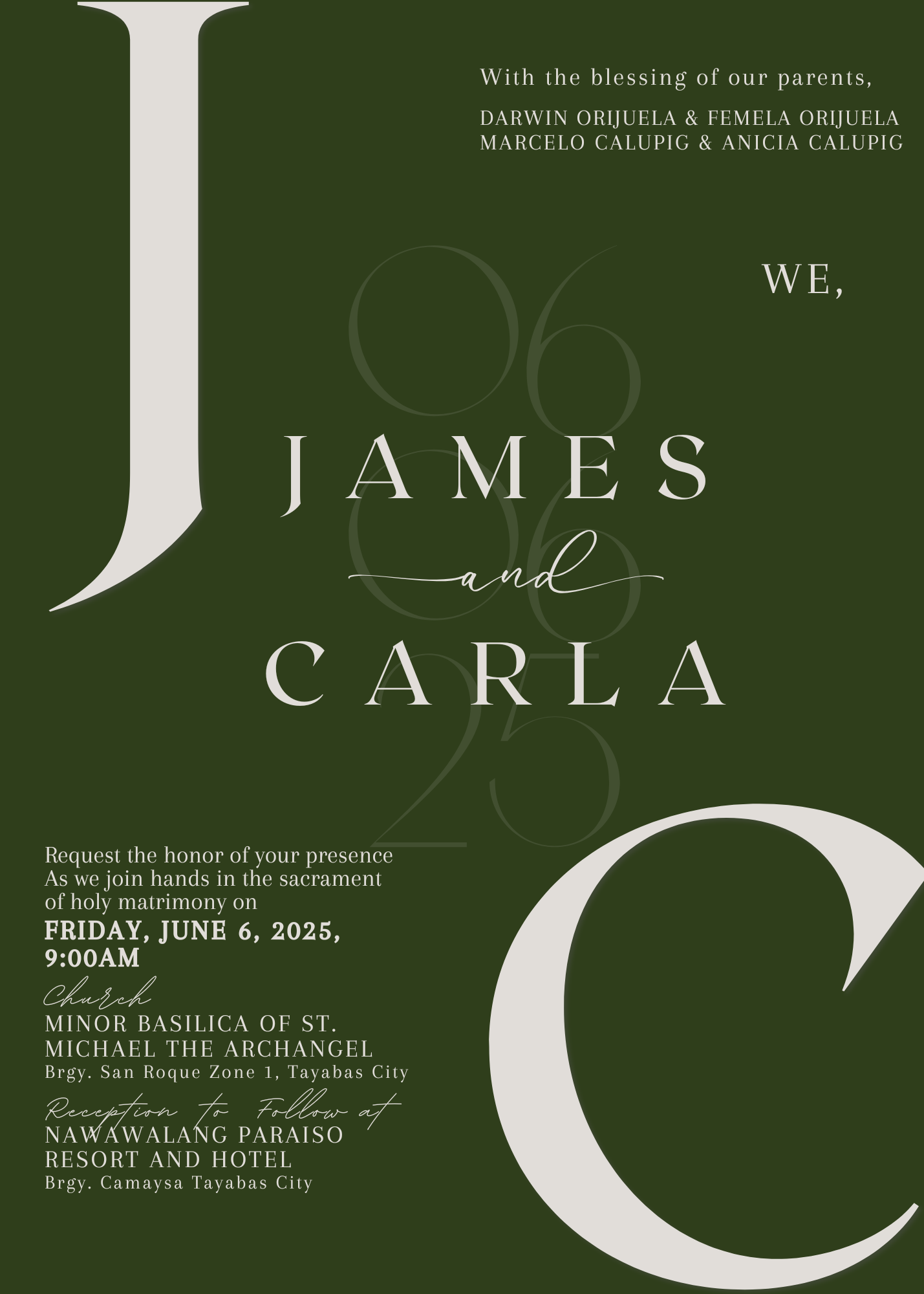 The Wedding Website of Carla Calupig and James Orijuela